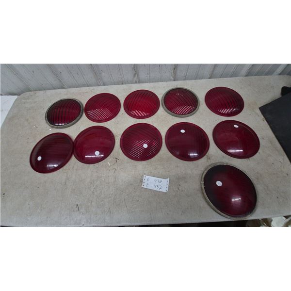 11 Vintage Red Glass Lenses: 1/2. Glass. 1/2 plastic. 8” diameter