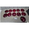 Image 1 : 11 Vintage Red Glass Lenses: 1/2. Glass. 1/2 plastic. 8” diameter