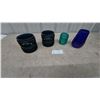 Image 1 : Four Glass lamp fonts Two Dark Blue, One Teal, and One Cobalt Blue
