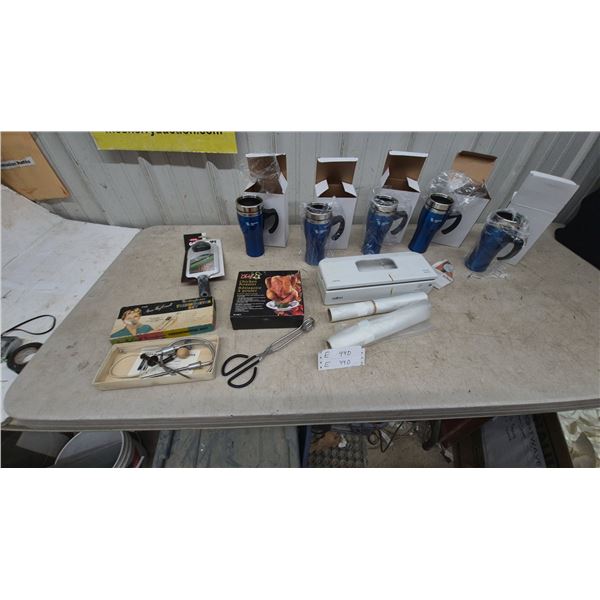 Westinghouse Thermometer Set, Chef's Chicken Rotisserie, OXO Good Grips, and 5 Travel Mugs vacum