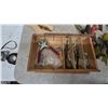 Image 2 : Assorted Chisels, Drills, Punches, Screwdrivers, and Eyelet Pliers in Wood Box