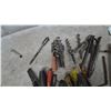 Image 4 : Assorted Chisels, Drills, Punches, Screwdrivers, and Eyelet Pliers in Wood Box
