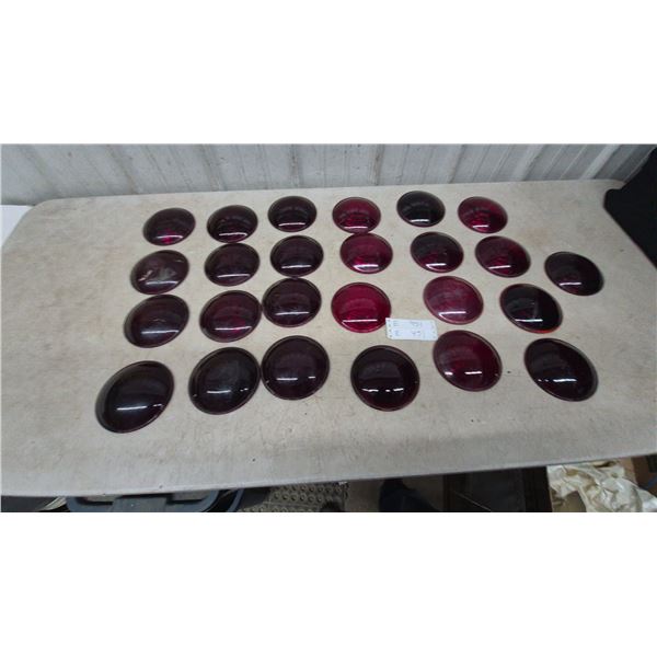 25 Red Glass. And plastic 5” diameter