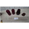 Image 1 : Four Red Glass Light Covers:and lantern fonts