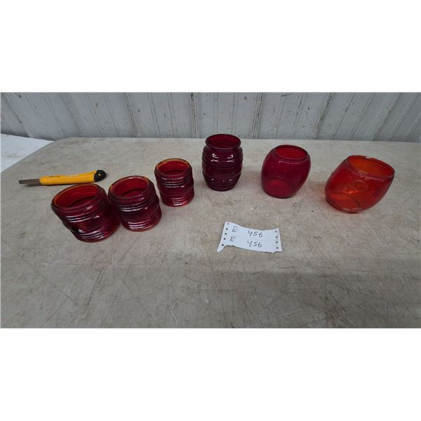 6 Assorted Red Glass Lantern Globes