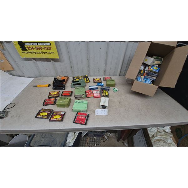 Staple Guns, Arrow T-50 Staple Gun Tacker, Bostitch Staple Gun, and Assorted Staples