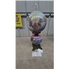 Image 1 : Hand-Painted Gone With the Wind Lamp with Iris and Pansy Floral Designs, Glass Chimney