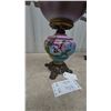 Image 2 : Hand-Painted Gone With the Wind Lamp with Iris and Pansy Floral Designs, Glass Chimney