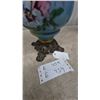Image 3 : Hand-Painted Gone With the Wind Lamp with Iris and Pansy Floral Designs, Glass Chimney