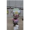 Image 4 : Hand-Painted Gone With the Wind Lamp with Iris and Pansy Floral Designs, Glass Chimney