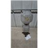 Image 1 : Antique Oil Lamp with Frosted and Painted Floral Glass Shades, Glass Chimney, and Ornate Metal Base