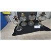 Image 1 : Four Clear Glass Oil Lamps with Metal Burners and Wicks. No chimney