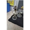 Image 2 : Four Clear Glass Oil Lamps with Metal Burners and Wicks. No chimney