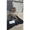 Image 5 : Four Clear Glass Oil Lamps with Metal Burners and Wicks. No chimney