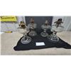 Image 1 : Four Clear Glass Oil Lamps with Metal Burners and Wicks