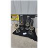Image 1 : 4 Clear Glass Oil Lamps with Chimneys and Brass Burners.