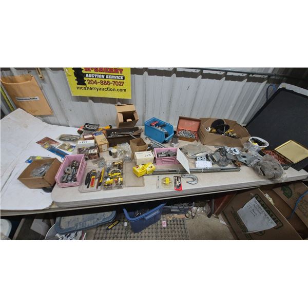 Assorted Hardware and Parts: Boxes of Chains, Pulleys, Valves, Fasteners
