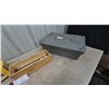 Image 6 : Ceramic Tile Cutter, 2 Hammers, Level, Pliers, Red Clamp, and Wood Box of Metal Pieces
