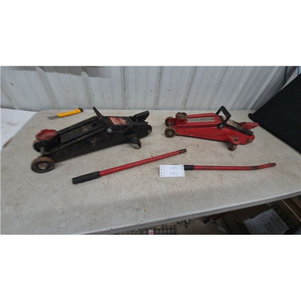 Two Floor Jacks and Two Jack Handles