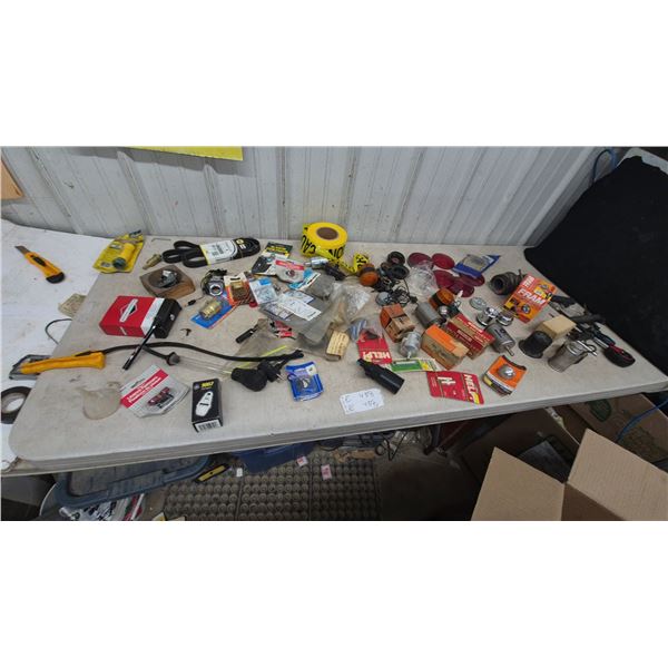 Assorted Auto Parts: FRAM PH30 Oil Filter, Briggs and Stratton Parts, Red and Amber Lenses