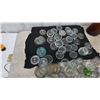 Image 4 : Assorted Glass Jar Lids and 4 Glass jugs: 2 Amber, 1 Green, 1 Brown
