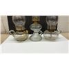 Image 5 : Three Vintage Clear Glass Kerosene Oil Finger Lamps With Brass Burners and Chimneys