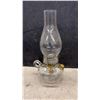 Image 2 : Three Clear Glass Kerosene Oil Finger Lamps with Chimneys and Brass Caps