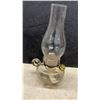 Image 4 : Three Clear Glass Kerosene Oil Finger Lamps with Chimneys and Brass Caps