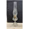 Image 2 : Three Clear Glass Kerosene Oil Lamps, Late 19th to Early 20th Century, Pedestal and Finger Styles
