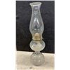 Image 3 : Three Clear Glass Kerosene Oil Lamps, Late 19th to Early 20th Century, Pedestal and Finger Styles
