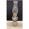 Image 3 : Three Antique Clear Glass Kerosene Oil Lamps With Ribbed Founts and Scroll Pedestal Bases