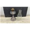Image 5 : Three Antique Purple-Tinted Glass Kerosene Oil Lamps With Chimneys, Late 19th/Early 20th Century