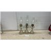 Image 1 : Three Vintage Clear Glass Kerosene Lamps With Octagonal Bases and Chimneys