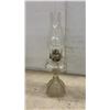 Image 4 : Three Vintage Clear Glass Kerosene Lamps With Octagonal Bases and Chimneys