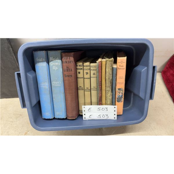 Vintage Book Lot Including Heidi, Tom Sawyer, Burgess Bedtime Stories and Canadian Textbooks with