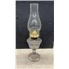 Image 4 : 3 Vintage Clear Glass Kerosene Oil Lamps With Brass Burners and Glass Chimneys