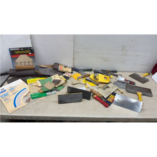 Variety of Sandpaper, Sanding Blocks, Scrapers, Putty Knives