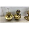 Image 2 : Four Antique Brass Kerosene Oil Lamps, No Chimneys