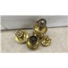 Image 5 : Four Antique Brass Kerosene Oil Lamps, No Chimneys