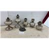 Image 1 : Six Vintage Kerosene Oil Lamp Fonts Including Aladdin, No Chimneys