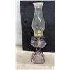 Image 3 : Three Antique Glass Kerosene Oil Lamps with Chimneys