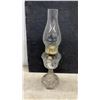Image 4 : Set of Three Vintage Pressed Glass Kerosene Oil Lamps With Chimneys, Late 19th/Early 20th Century