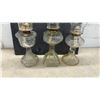 Image 5 : Set of Three Vintage Pressed Glass Kerosene Oil Lamps With Chimneys, Late 19th/Early 20th Century