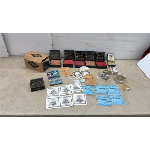 Vintage Black Diamond, Paulotex, Martin and Co. and Dean Markley Guitar and Banjo Strings, Drum