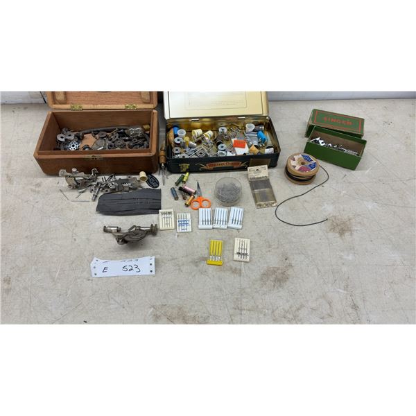 Vintage Sewing Machine Parts, Singer Attachments, Schmetz and Janome Needles, Brass Spools with