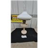 Image 1 : Vintage Milk Glass Aladdin Oil Lamp with White Shade and Glass Chimney