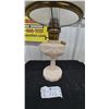 Image 2 : Vintage Milk Glass Aladdin Oil Lamp with White Shade and Glass Chimney