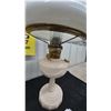 Image 3 : Vintage Milk Glass Aladdin Oil Lamp with White Shade and Glass Chimney