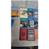 Image 4 : Assorted Books and Blue Plastic Bin