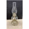 Image 4 : Three Antique Clear Glass Kerosene Oil Table Lamps With Chimneys, Late 19th/Early 20th Century